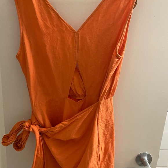Zara Orange Tied Wrap Jumpsuit, size small - Picture 4 of 4